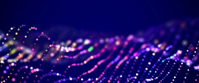 Abstract digital landscape or soundwaves with flowing particles. Big data technology background. Visualization of sound waves. Virtual reality concept: 3D digital surface. EPS 10 vector illustration.