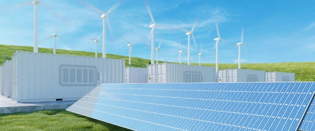Image of different types of renewable energy eg, solar and windfarms